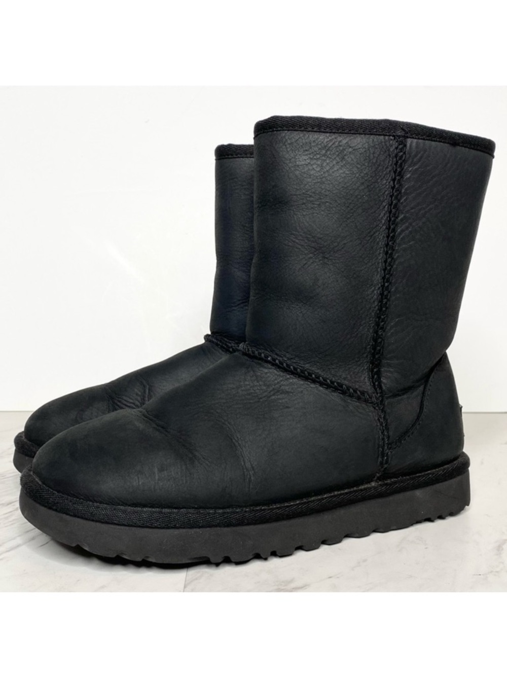 UGG Classic Short Leather Winter Black Boot 5